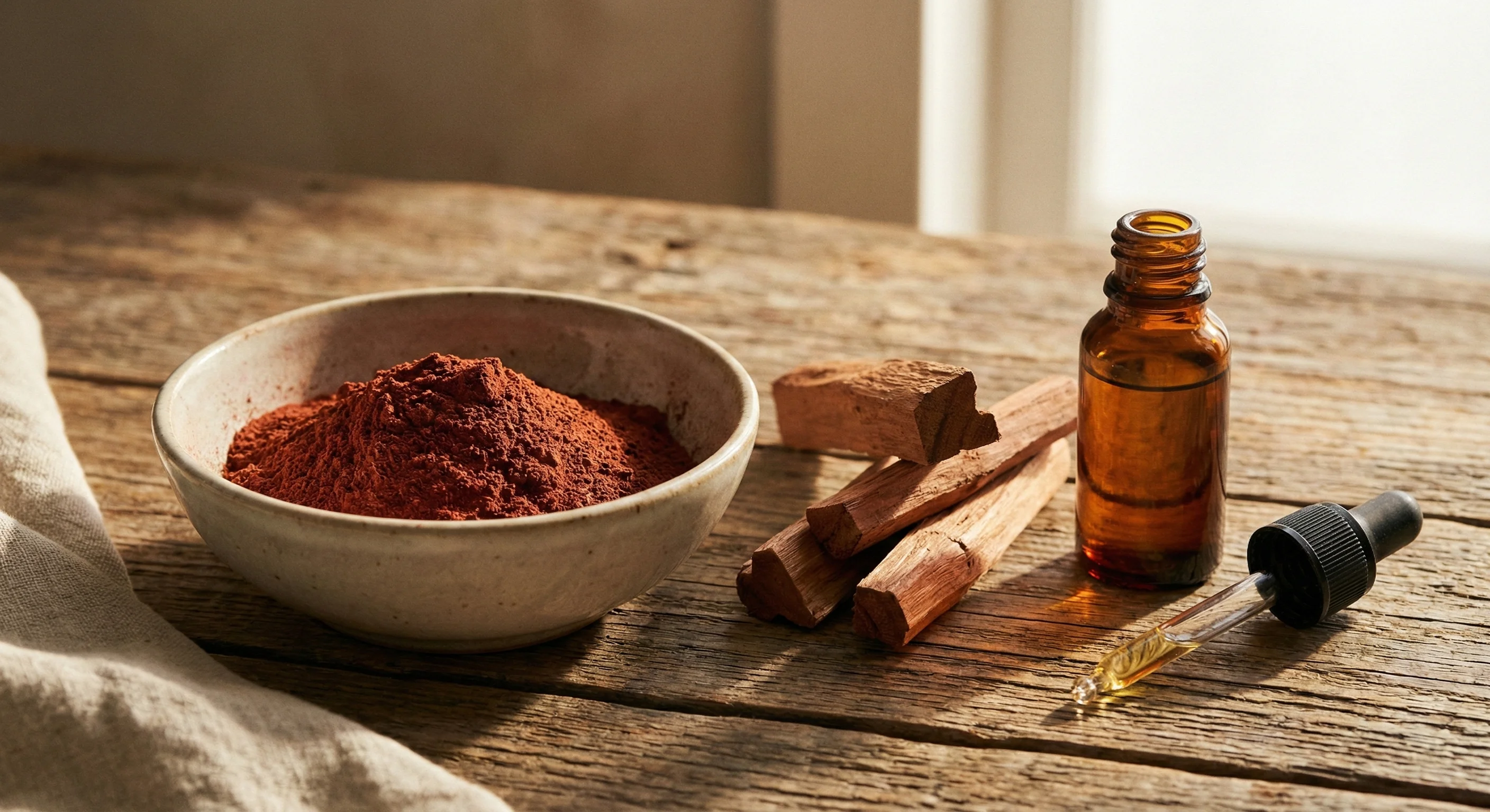 Detalle de ingredientes de sándalo
